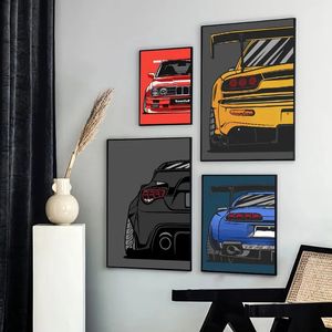 Süper otomobil sporu posterleri duvar sanat resimleri baskı soyut yarış tuval boyama oturma odası motor sporları erkekler ev dekor cuadros yok wo6