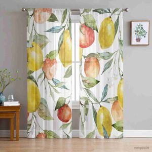 Curtain Grapefruit Watercolor Painting Modern Print Tulle Sheer Curtains for Living Room Bedroom Room Tulle Kitchen Curtains R230816