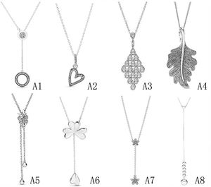 925 Sterling Silver Neckor Inlaid Diamond Love Pendant Style Flat Leaf Butterfly Style Diy Necklace Gratis leverans
