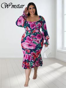 Plus -Size -Kleider Wmstar Größe für Frauen Sommerferien Kleidung Blumendruck von Schulter Maxi Kleid Großhandel Tropfen mit Gürtel 230816