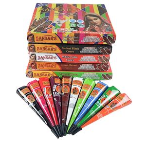 Body Paint Colorful Indian Henna Cones Tattoo Organic Paste Black Brown Red For Freckles Temporary Tattoos Art Mehndi Ink 230815