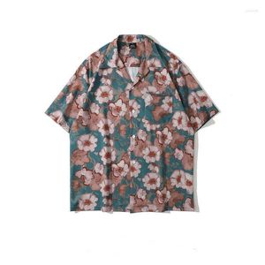 Men's T-skjortor Retro Spring and Summer Floral Print Short Sleeve Shirt Casual High Street Fashion T-Shirt Men Punk Hip Hop Women.