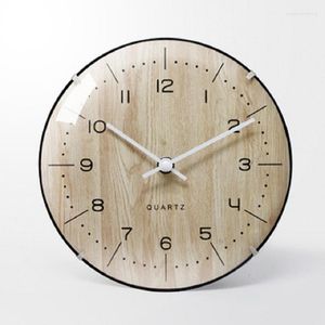 Wanduhren gebogene Glas Dual Clock Modernes Design Holz Getreide Luxus bunte reloj dekorative Wohnzimmer Schlafzimmer Home Dekoration