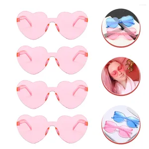 Sunglasses 4Pcs Heart Shape Rimless Frameless Glasses Summer Eye Protection Eyewear