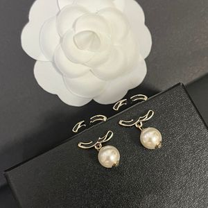 Earrings Pearl Dangl Earrings Black Luxury Gift Earrings Wedding Party Travel Jewelry with Designer Logo Cute Girls Small Size Love Earrings Wholesale