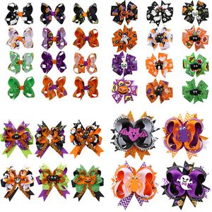 Akcesoria do włosów 3/4/6/8/12 PCS/SET Halloween Big Ribbon Band Clips HairPins Dziewczyny Ornament Barrettes Dzieci Akcesoria do włosów Nakrywa 230816