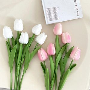 Decorative Flowers 5PCS Tulip Artificial Flower Real Touch Bouquet Fake Wedding Party Home Decor Valentines Imitation