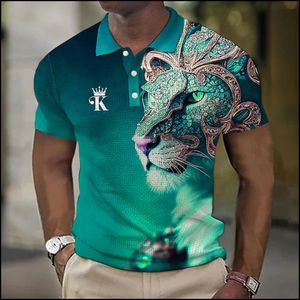 Męska koszula polo -polo nadrukowane krótkie rękawowe Tshirt Summer Clothin Zwierzęs