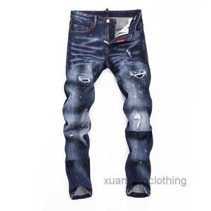 Men's Jeans Summer Clothes for Man Cotton Denim Pants Men Trousers Dsquare Brand Skinny Slim Pencil Patches Patchwork Light Blue Button Zipper 2F80