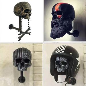 Decorative Objects Skull Bone Beard Ghost Hat Key Stand Hanger Motorcycle Helmet Holder Rack Wall Mounted Hook Cool FatherS Day Birthday Gift 230815