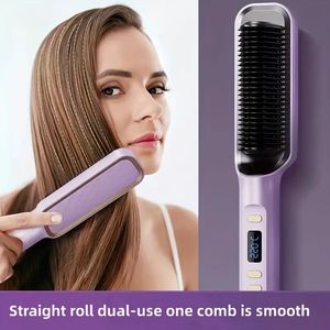 Hair Straightening Comb Artifact, Does Not Hurt Hair, Lazy Hair Straightener, Preheats For 5 Minutes To Make Straight Hair Slightly Curly, Curved Hairstyle For Ladies