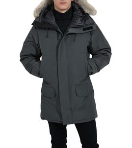 グースダウンコートメンズ冬のジャケット本物のウルフファーカラーフード付き屋外暖かくて防風コートを取り外し可能なキャップパーカーメンズアウターウェアダウンジャケット