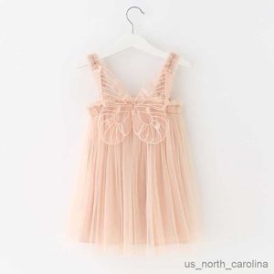 Flickans klänningar Summer Angel Wings Princess Tulle Dress Birthday Strap Dress for Baby Girl Clothes Mesh Dresses Kid Party Costume R230816