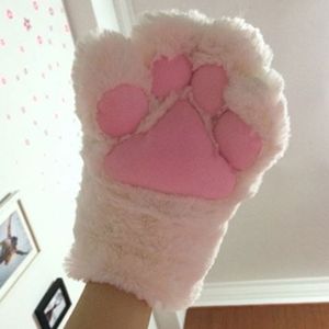 Luvas de cinco dedos 1Pair Adorável luvas de garra de gato de pelúcia Luvas de inverno Luvas sem dedos Mulheres Meninas Meninas Fluffy Bear Paw Half Finger Gloves Gifts Mitten Gifts 230816