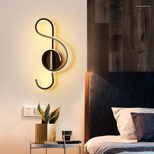 Wall Lamps Nordic Black White Lamp For Bedroom Bedside Corridor Aisle Musical Note Modeling Elegant Home Decoration Lights