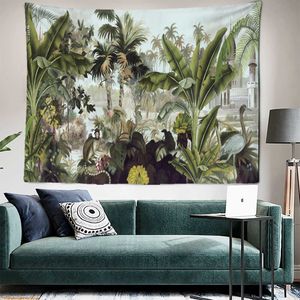 Tapeçarias de plantas tropicais tapeçaria floresta tropical ilustração parede sala fundo decoração pintura pano tapeçaria decoração de arte para casa