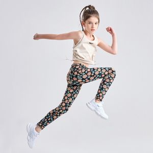 Hose Solocote Girls Athletic Leggings Tanz floral gedrucktes Lauf aktives Yogamhosen -Fitnessstudio -Training 230815