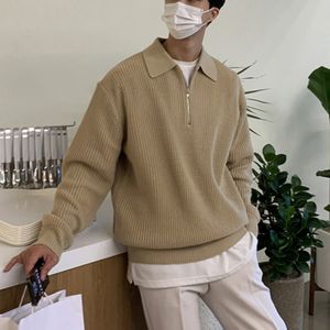 Herrtröjor koreanska mode män chic lyxiga pullover toppar mens höst vinter vintage lös långärmad kintad tröja streetwear 230815