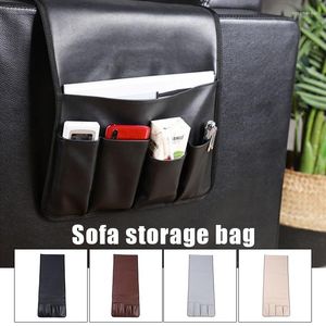 Borse da stoccaggio a 5 tasche borse divano laterale braccio riposo organizzatore impiccato PU in pelle in pelle detriti impermeabili