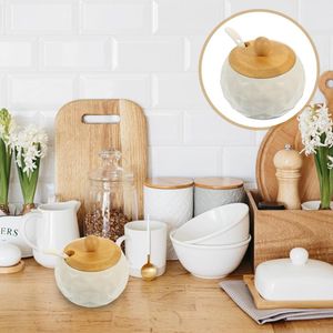 Dinnerware Sets Ceramic Seasoning Jar Glass Holder Dispenser Home Supplies Spice Storage Household Salt Ceramics Container Kitchen Condiment