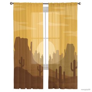 Занавеска Пустыня Кактус Тюль Шторы для гостиной Спальня Прозрачные шторы Современный печатный дизайн Прозрачные шторы