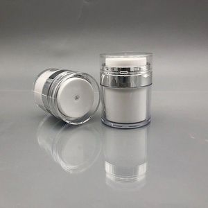 15 30 50g weiße Acrylluftless -Pumpenbehälter 05 1 17 oz runde Vakuumpumpe nachfüllbares Glas Kosmetische Augencreme -Lotion Pumpe Bot Cxll