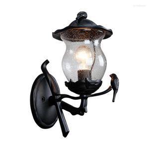 Lampy ścienne europejskie czarne na zewnątrz wodoodporne lampa balkon lampa koryta Pastoral Country Ptaków Światła światła czyste aluminiowe oświetlenie