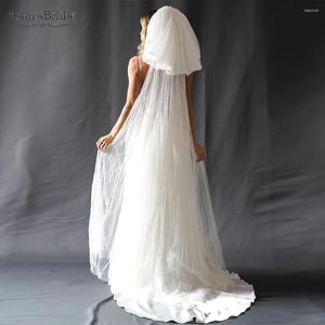 Brautschleier Crinkle Tulle Big Bow Hochzeit bodenlange romantische verträumte Kopfbedeckungen Accessoires mit Kamm Chic DV039