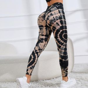 Pantaloni attivo leggings da donna palestra tintura senza cucitura per yoga push -up allenamento sport gambe fitness alto conquista