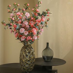 Decorative Flowers 90cm High Simulation Camellia Plum Blossom Long Branch Home Living Room Table Decoration Wedding Party Decor Fake Flower