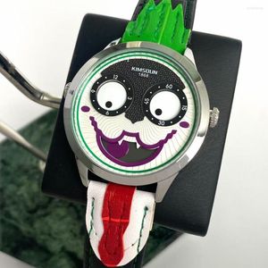 Bilek saatleri moda Rusya Joker Street hip-hop kuvars izle gerçek deri kayış su geçirmez saat erkekler eğlence partisi çok yönlü kol saati