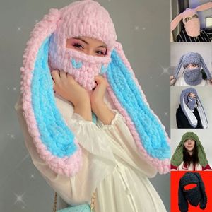 Beanie/Kafatası Kapakları Cadılar Bayramı Balaclava Uzun tavşan kulakları şapka Komik Beanie Şapka Tavşan Kulak Balaclava Kafatasları Beanie Uzun Kulak Şapkası Tavşan Şapka Dropship 230815