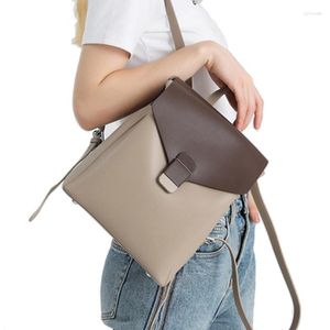 School Bags Women Backpack Book Student Bag Girls Daypack Genuine Leather Fashion Vintage Casual Lady Female Oil Wax Cowhide Laptop Rucksack