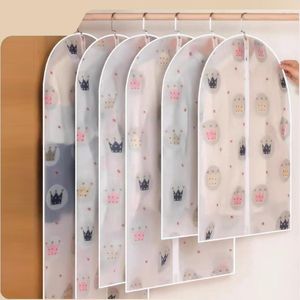 Storage Boxes 5Pcs Hanging Clothes Bag Coat Dust Cover Fully Plastic Wardrobe Shirt Protect Pouch Zipper Household Accessories