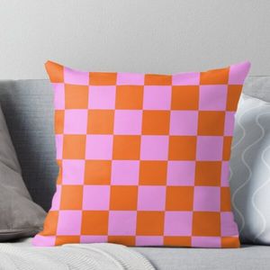 Pillow Hülle Schachbrettplaids Pfirsich Haut Kissenbezug Druckkissen griechische Schlüssel geometrische Blumenkissen Hülle Sofa Bett Couch Wurfkissen 230815