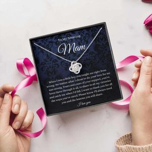 Pendant Necklaces To My Loving Mum Necklace With Card Fashion Jewelry For Women Four-Leaf Clover Eternal Heart Birthday Gift Mothers Day