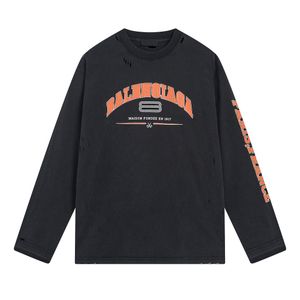 Tメンズシャツ秋の長袖Tシャツ壊れたホールエレメントデザインティートップ品質のデザイナーTシャツユニセックスファッションプラスサイズストリートウェア-EE OPER-