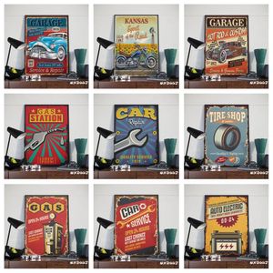 Vintage Retro Car Art Prints on Canvas - Industrial Petrol Station Wall Decor