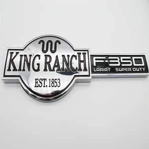 Ford F350 Super Duty King Ranch EST 1853 자동차 사이드 스티커 도어 테일 게이트 엠블럼 배지 편지 3D 명판 replac267e를위한 크롬 은색