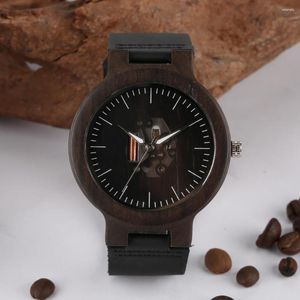 Relógios de madeira de Wristwatches de Wrist Handmades Relógios de Madeira Analógica de Business para Garoto de Correia de Couro Garoto Adolescente Naturais