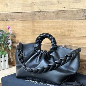 Designers Demellier Cowhide Cloud CrossbodyBag hobo New Women's Pleated shoulder Handheld Chain Bag Premium Feel High quality handbag Black