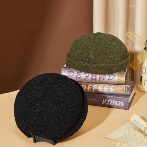 Berets 2023 Winter Fur Mikiha Warm Lamb Down Brimless Hats czapki maska ​​narciarska czaszka touca bonnet homme caps 56-59cm