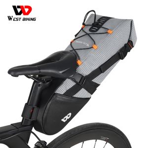 Panniers Bags WEST BIKING 100 Waterproof Bicycle Saddle Bag 10L Foldable Under Seat Bike Tools Pannier MTB Road Cycling Tail Rear 230815