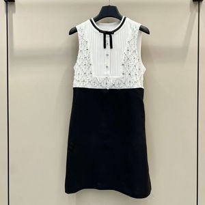 23 Summer Women Designer Dress Tee Shirts Dresses With Beading Girls Milan Runway Jersey Tank Top A-line Sleeveless Vest Camisole Dress High End Mini Designer Dresses