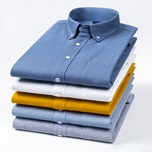 Herren-Hemdhemden hochwertige 100% Baumwollmänner Oxford Hemd Casual Striped oder Plaid Langarmed Shirts Button Kragen Design normaler Passform 4xl 3xl 230815
