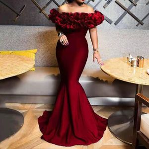 Casual Dresses BKLD Spring Clothes For Women Ruffles Off The Shoulder Slim Fit Mermaid Dress Solid Color Elegant Evening Party Long