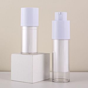 Doppelwand 30 ml 50 ml luftlose kosmetische Serumflasche 15ml Acrylzylinder weiß matt fvwun