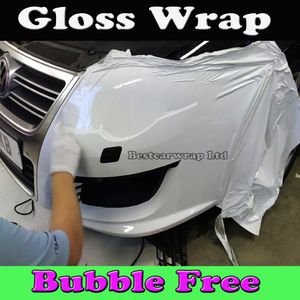High Gloss White Vinyl Car Wrap Gloss Shiny White Film With Air Bubble For Vehicle Wrap Sticker Folie Storlek 1 52x30M Roll 5x98f259i