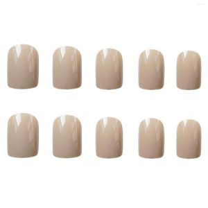 False Nails Light Khaki Fairy Medium Length Fake Artificial Comfortable To Wear Manicure For Fingernail DIY Decoration