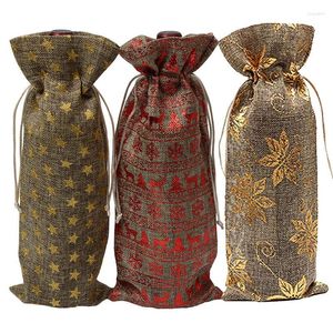 Storage Bags 15 37cm Rustic Natural Jute Burlap Wine Drawstring Bottle Covers Weddings Party Champagne Linen Gift F20233889